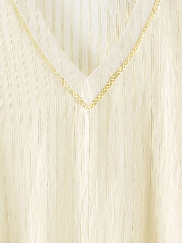 Conjunto com efeito linho: blusa com decote em V e calça