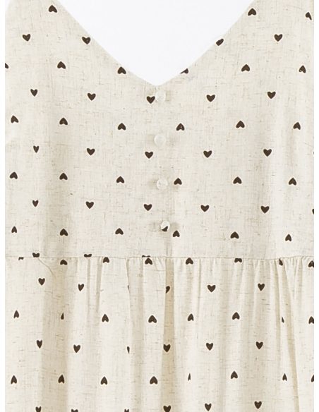 Robe longue à bretelles avec imprimé mini cœur