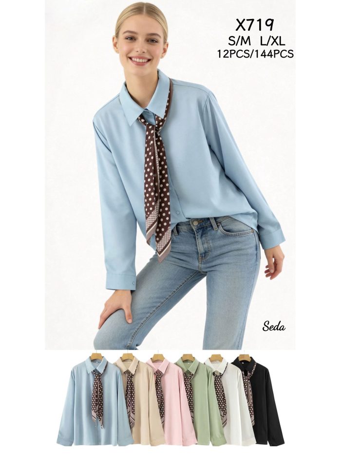 Camisa efecto seda con pañuelo