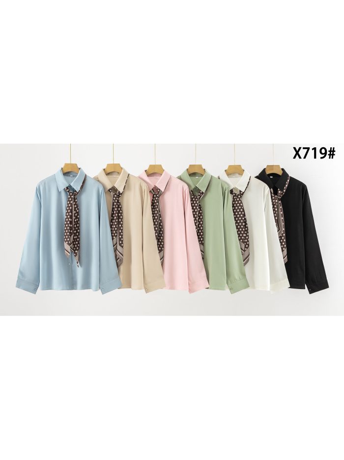 Camisa efecto seda con pañuelo