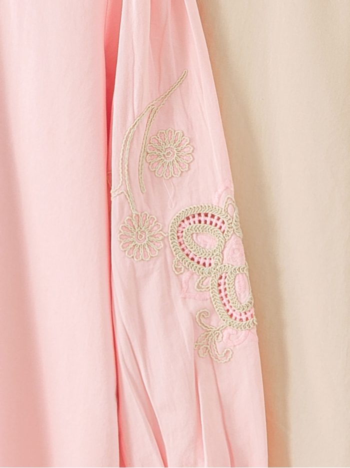 Cotton shirt with embroidered sleeves