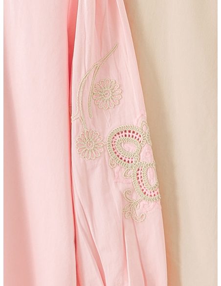 Cotton shirt with embroidered sleeves