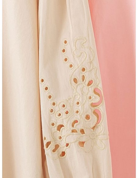 Camisa de algodón con manga abullonada calada