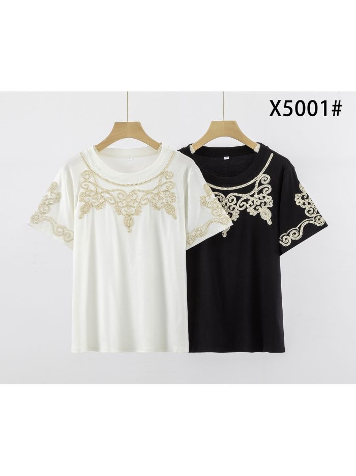 Camiseta bordada de algodón