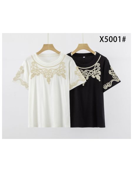 Camiseta bordada de algodón