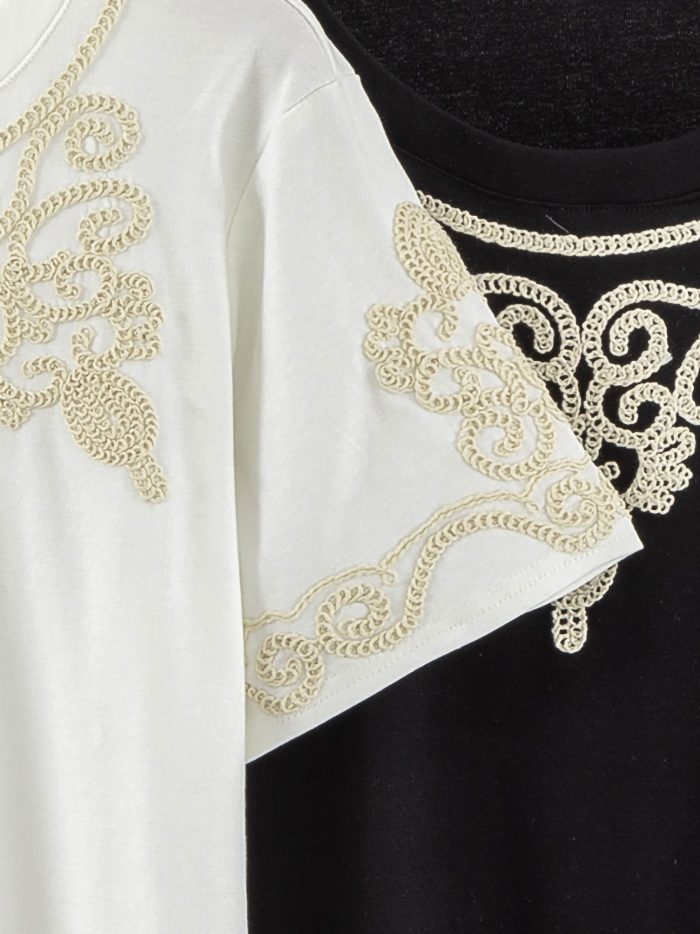 Camiseta bordada de algodón