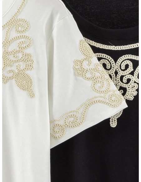 Camiseta bordada de algodón