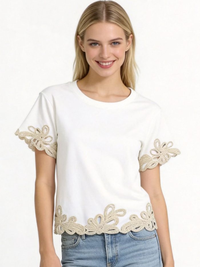 Besticktes Baumwoll-T-Shirt