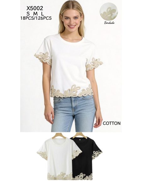 Besticktes Baumwoll-T-Shirt