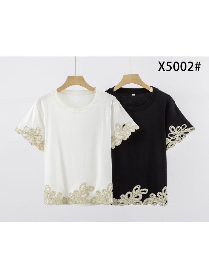 Besticktes Baumwoll-T-Shirt