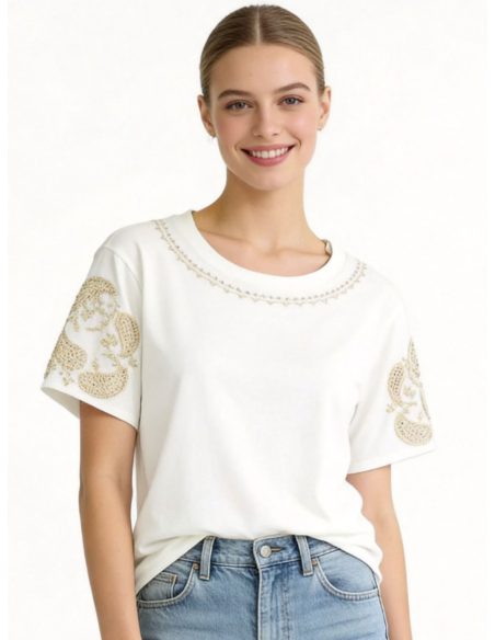 Camiseta bordada de algodón