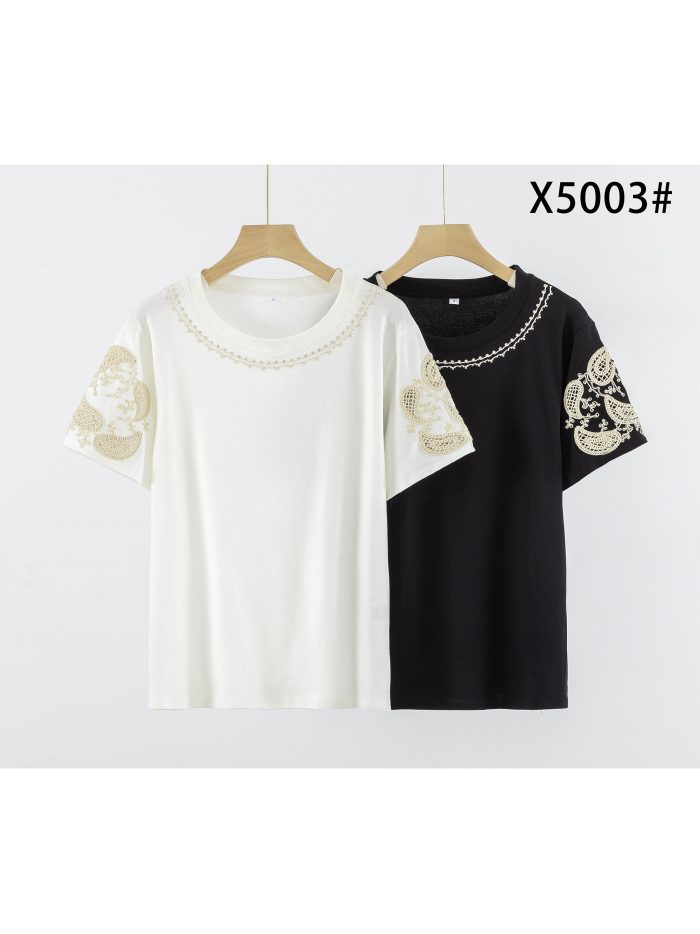 Camiseta bordada de algodón