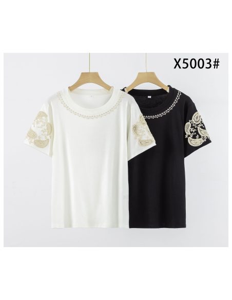 Camiseta bordada de algodón