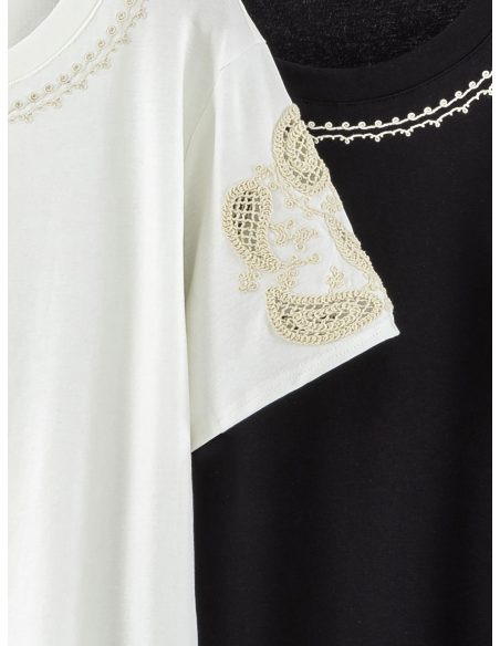 Camiseta bordada de algodón