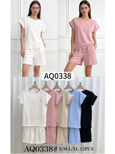 Ensemble brodé Clover : t-shirt et short 2