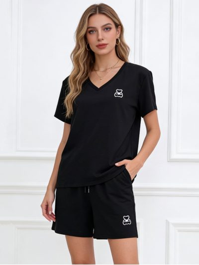 Conjunto osito con glitter: camiseta y pantalón corto