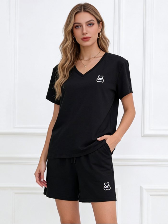 Conjunto osito con glitter: camiseta y pantalón corto