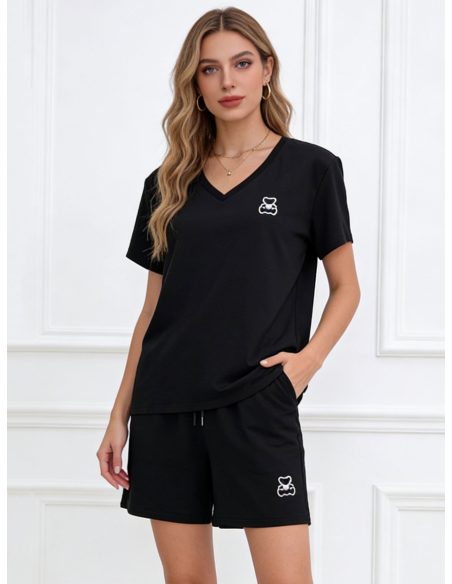 Conjunto osito con glitter: camiseta y pantalón corto