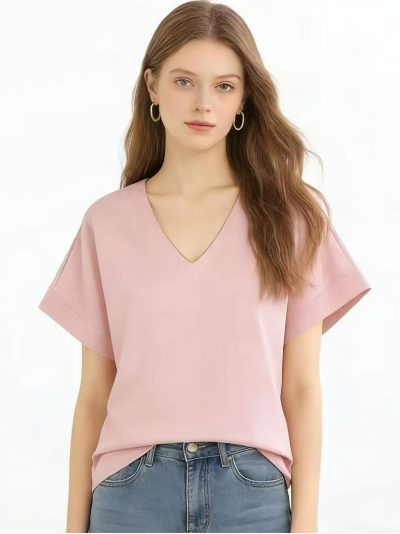 Blusa satinada cuello pico
