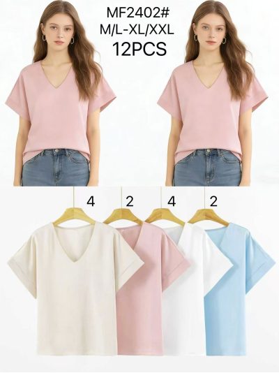 Blusa satinada cuello pico 2