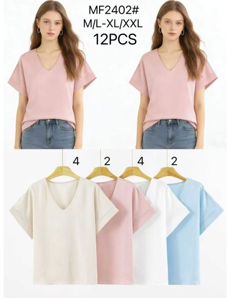 Blusa satinada cuello pico