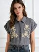 Camisa bordada efecto denim