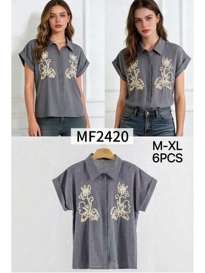 Camisa bordada efecto denim 2