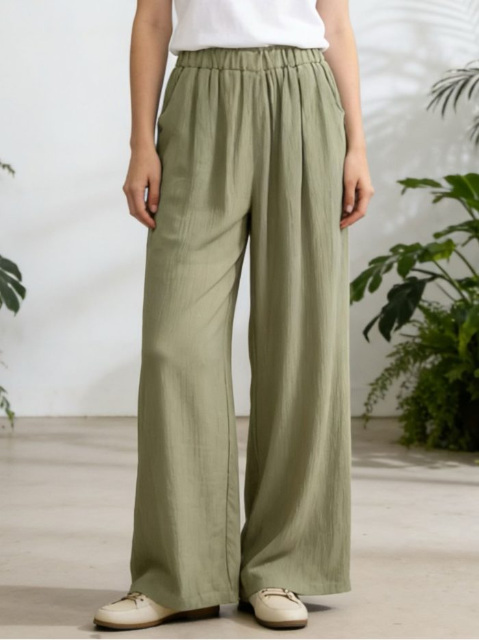 Pantalón recto fluido con forro