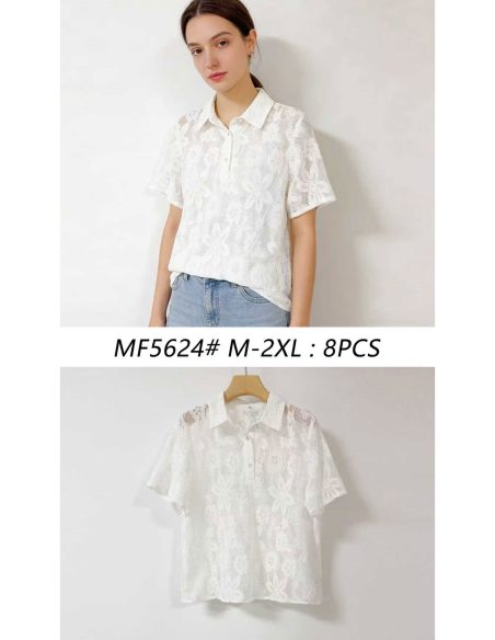 Camisa de encaje cuello polo