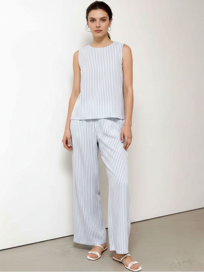 Conjunto de rayas: blusa y pantalón