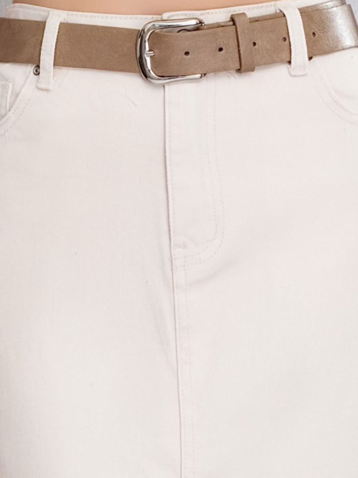 Falda denim midi cinturón con abertura frontal