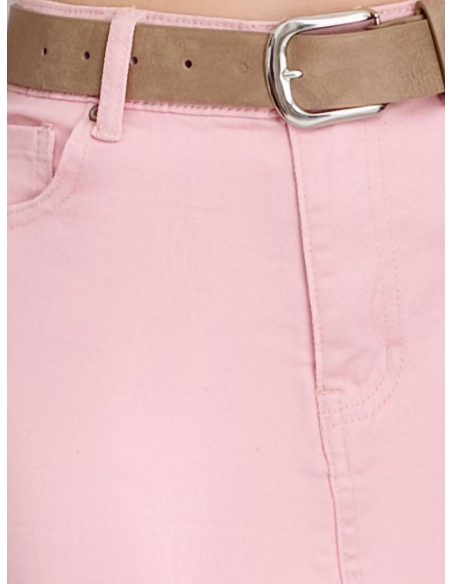 Falda denim midi cinturón con abertura frontal