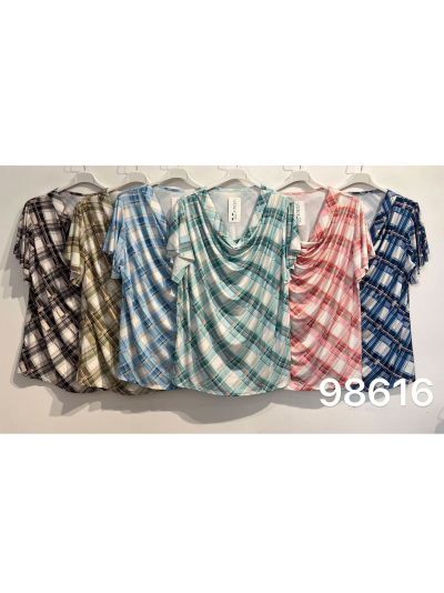 Blusa lycra con escote drapeado estampada 2