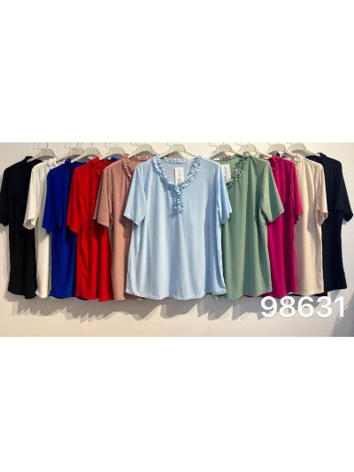 Blusa lycra con escote en v y volante 2