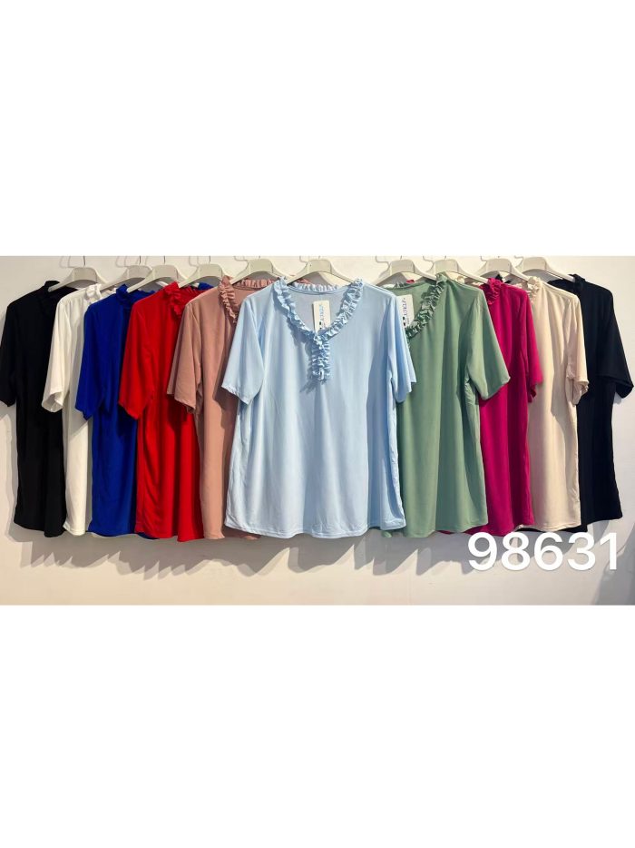 Blouse en lycra à col en V et volants