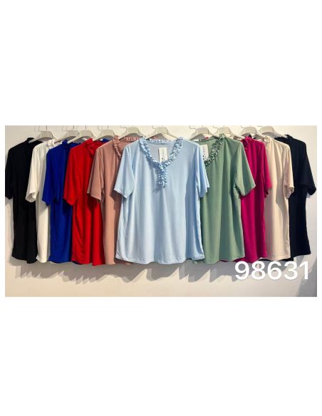 Blouse en lycra à col en V et volants