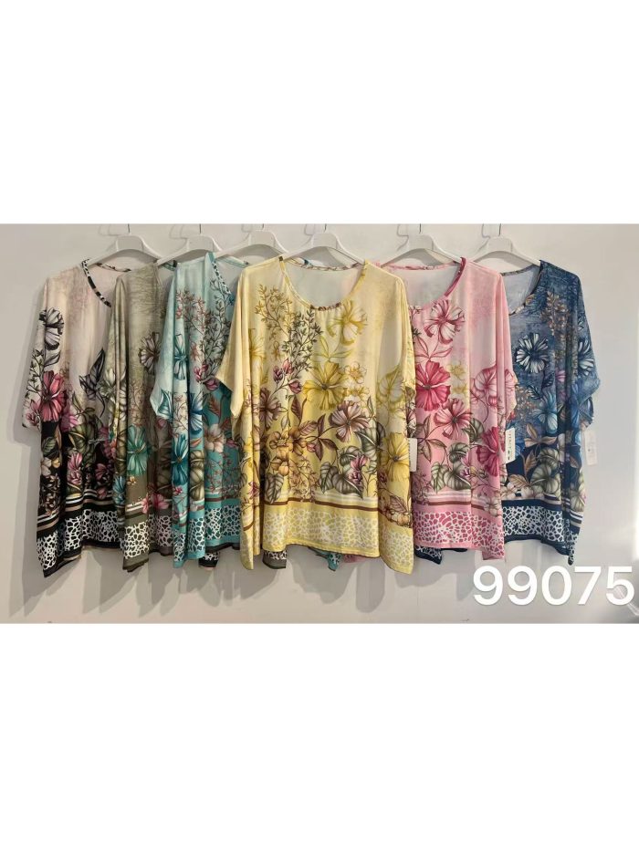 Blusa lycra estampado floral con cenefa talla grande