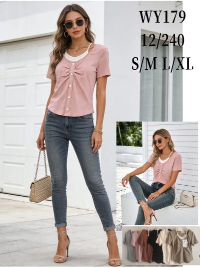 Camiseta efecto doble botones 2