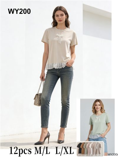 Camiseta bajo de encaje y lazo 2