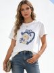 T-shirt con stampa a cuore e applicazioni