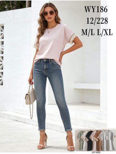 Camiseta lisa flecos en mangas 2