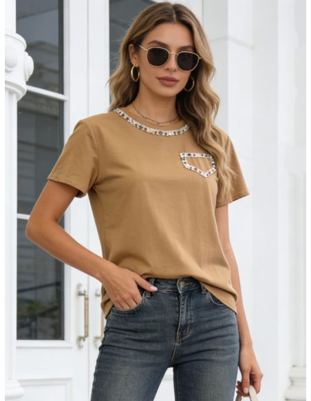 bedrucktes T-Shirt mit Zierborte