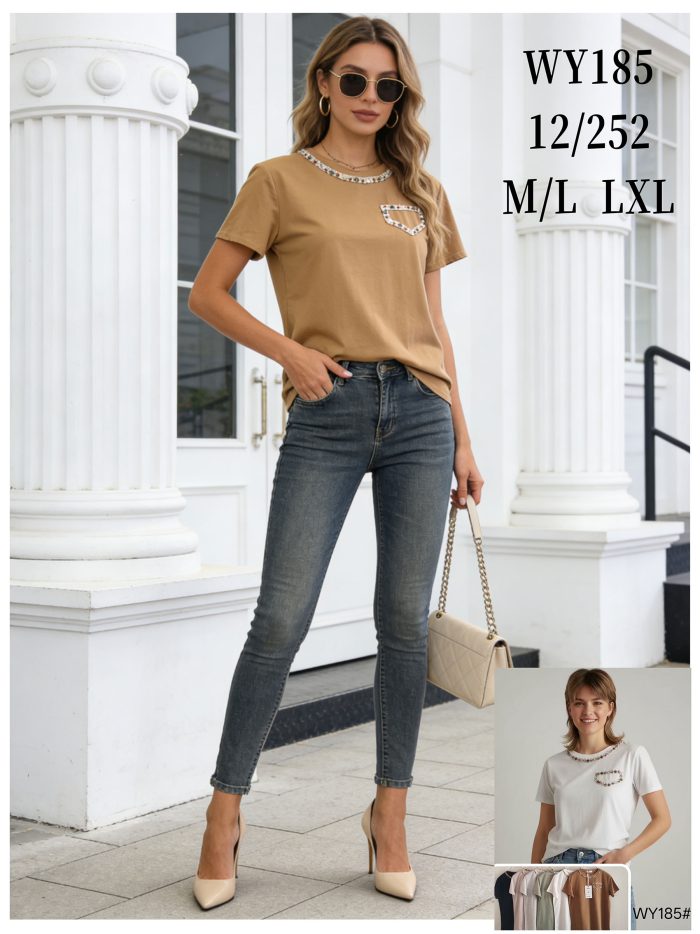 bedrucktes T-Shirt mit Zierborte