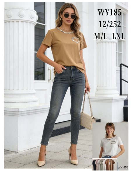 bedrucktes T-Shirt mit Zierborte