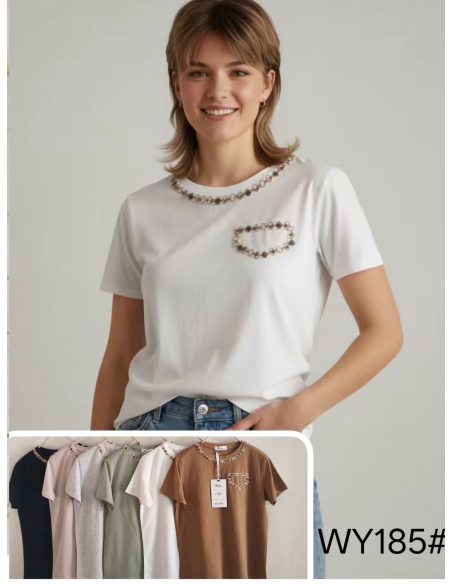 bedrucktes T-Shirt mit Zierborte