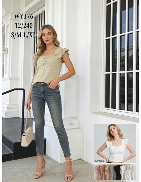 Camiseta frunce mangas volante