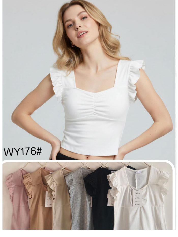 Camiseta frunce mangas volante