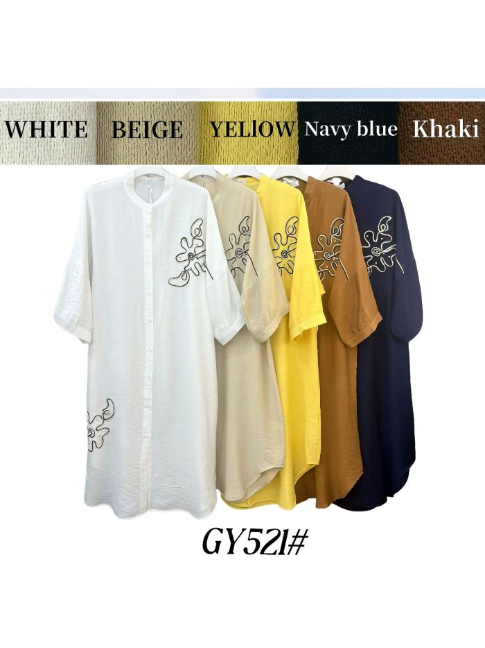 Vestido camisero bordados con pedrería