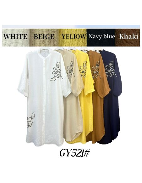 Vestido camisero bordados con pedrería