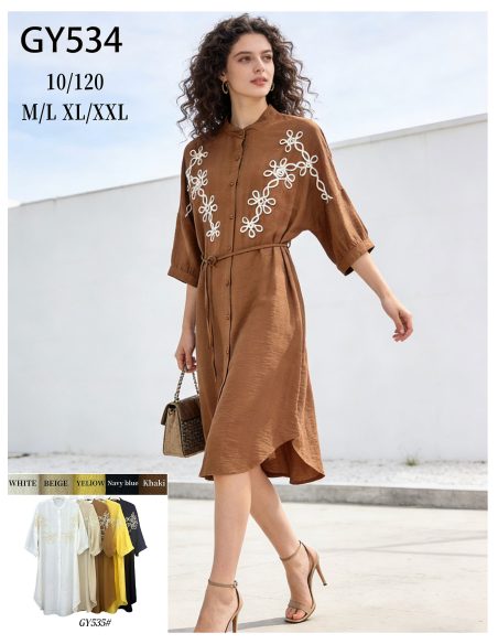 Vestido camisero bordado floral